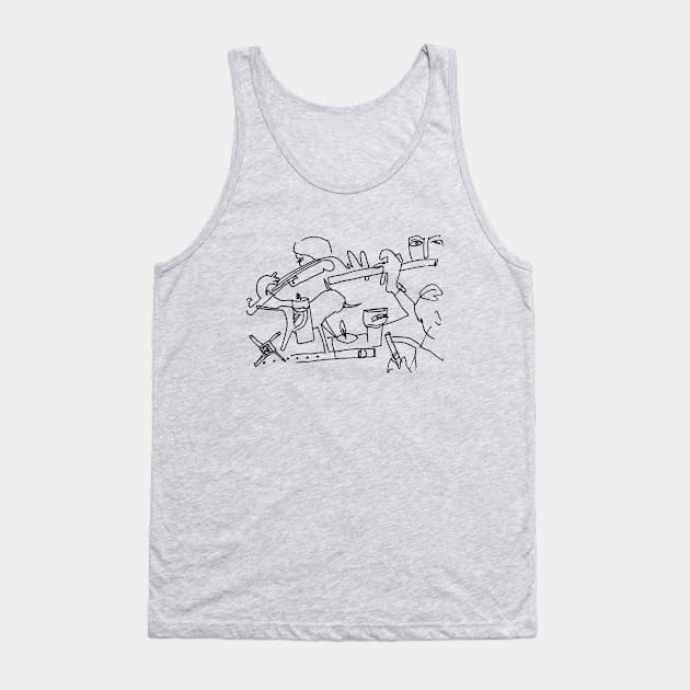 irish traditional music session line art doodle Tank Top by badlydrawnbabe